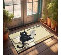XYBH Home Sweet Apartment Felpudo con un gato sentado en un inodoro leyendo un periódico, felpudo genial para niños, alfombras para cocina (50 x 80 cm)