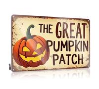 XYBH Letrero de estaño para decoración del hogar con texto en inglés «The Great Pumpkin Patch» (30 x 40 cm)