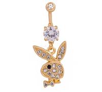 XYBH Lindo Conejo Ombligo Campana botón Anillos 316L Acero quirúrgico Ombligo Piercing Sexy Mujer Cuerpo joyería Accesorios, Black Eye