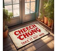 XYBH Men Decor Cheech & Chong: Quality & Chong - Felpudo con texto en inglés "Take It Out", para porche delantero, decoración de otoño, decoración de cueva para hombres (65 x 90 cm)