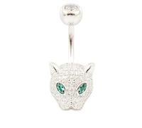 XYBH Piercing para el Ombligo con Estampado de Leopardo a la Moda, joyería para el Cuerpo, Plata