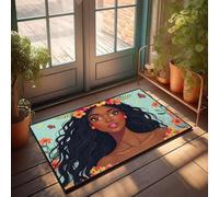 XYBH Stuff For Boys Room A Woman With Flowers In Her Hair Rodeada De Mariposas. Felpudo de invierno para exteriores y porche delantero (65 x 90 cm)