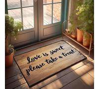 XYBH Stuff For Boys Room Love Is Sweet. Please Take A Treat. Felpudo de invierno para porche delantero al aire libre (65 x 90 cm)