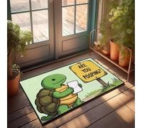 XYBH Tapete de baño de granja con una tortuga sosteniendo un cartel que dice ¿estás haciendo caca? Felpudo de baño de granja (65 x 90 cm)