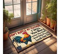 XYBH Tapete de bienvenida de otoño al aire libre Don'T Ruffle My Feathers, I'Ll Bury You Under The Scope And Help People Look For You, felpudo divertido para decoración de patio, texto divertido
