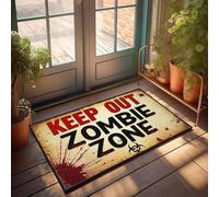 XYBH Tapete de bienvenida de otoño para exteriores, con texto en inglés "Keep Out Zombie Zone", divertida decoración de patio, texto divertido, decoración de escritorio para hombres (65 x 90 cm)