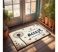 XYBH Tapete para puerta de exterior con texto en inglés "Accept What Is; Embrace What Will Be Doormat" para puerta delantera, decoración de habitación de hombre (65 x 90 cm)