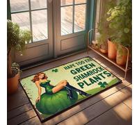 XYBH Vintage Decor Hape Too Ere Green Shamrock Plants Felpudo para decoración al aire libre para patio y baño (40 x 60 cm)