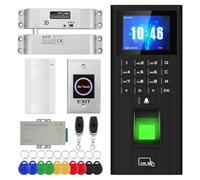 XYBkey Kit completo de sistema biométrico de control de acceso de seguridad de huellas dactilares, cerradura de puerta con teclado RFID T9, sistema de tiempo y asistencia, abridor de puerta remoto