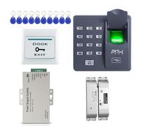 XYBkey Kit de sistema de control de acceso de huellas dactilares X6, capacidad de 500 usuarios, tarjetas RFID de 125 kHz + código PIN + huella dactilar, incluye golpe eléctrico, fuente de alimentación