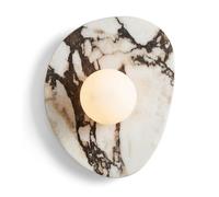 XYBZJP Aplique de pared con conexión de cableado G9 mediante tornillo, cuerpo de lámpara de mármol natural con pantalla de cristal esférica, aplique de pared de alabastro de 11,8 pulgadas, luminaria