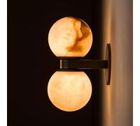 XYBZJP Aplique de pared de alabastro de 2 luces estilo industrial nórdico, lámpara de pared moderna de mármol y cobre estilo industrial, luz de pared interior con rosca G9, luminarias decorativas par