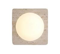 XYBZJP Aplique de pared de piedra natural de 9 pulgadas, aplique de pared interior con rosca G4, lámpara de pared de travertino amarillo de estilo nórdico minimalista, luminaria decorativa para mesit