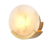 XYBZJP Aplique de pared redondo de mármol de 7 pulgadas, conexión por cable, aplique de pared interior, lámpara de pared de alabastro natural de estilo minimalista nórdico, luminaria decorativa para