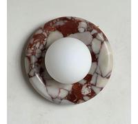 XYBZJP Aplique de pared redondo de mármol estilo medieval minimalista, con conexión de cableado G9, lámpara de pared de piedra natural de 7,8 pulgadas, luminaria decorativa para mesita de noche, esca