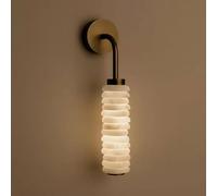 XYBZJP Lámpara de pared de alabastro natural estilo medieval retro, luz LED cálida de mármol, aplique de pared interior con conexión por cable, luminaria decorativa para mesita de noche, sala de esta