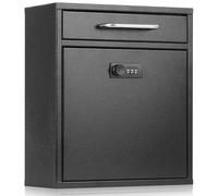 xydled Buzones de Pared con Cerradura de combinación, buzón Seguro para Colgar, buzón Seguro, depósitos, pagos, Llaves y Cartas, Negro, Mediano