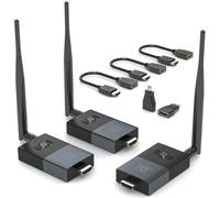 XYDMYELE Transmisor HDMI inalámbrico y 2 receptores, 328 pies/100 m 4K decodificación 1080P a 60Hz salida, divisor HDMI inalámbrico 2.4G + 5.8G, kit extensor 1x2, para transmisión de vídeo/audio