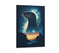 XYEMLZCC Póster decorativo de nutria bajo las estrellas, lienzo de pintura e imagen artística moderna para decoración de dormitorio familiar, 40 x 60 cm