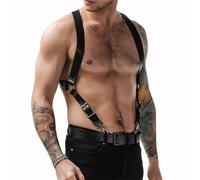 XYFfybhsd Arnés de Hombre Correas Pecho Ajustables Charol Disfraz Chest Muscle Harness Clubwear(Size:Talla única,Color:Negro)