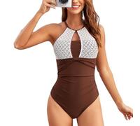 XYFfybhsd Costume Intero Donna Contenitivo da Bagno Push Up Imbottito Reggiseno Controllo Della Pancia Vita Alta Costumi Mare Swimsuit(Size:L,Color:Marrón)