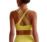 XYFfybhsd Mujeres Acolchado Cruzado Volver Strappy Sin Aros Push Up Top Deportivo Yoga Fitness(Yellow,S)