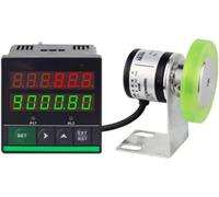XYFGODEM Contador Digital en Forma de L con Rueda Resistente al Desgaste, Medidor Longitud Cable, Rango 0-999999, Pantalla LED Roja, Compatible Control Relé Dual y Memoria Apagado
