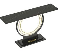 XYFGODEM Mesa Consola de Entrada con Tablero Roca Texturizado y Marco Metal Reforzado, Estilo Retro 2 Niveles para Pasillo, Sala Estar Vestíbulo, Organizador Decorativo para Hogar