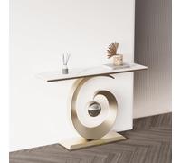 XYFGODEM Mesa Consola de Pizarra con Marco Metal, Auxiliar Moderna para Sala Estar, Pasillo, Vestíbulo, Entrada, Sofá Decorativa Base Acero al Carbono Resistente