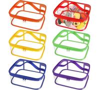 Xygobla 6 bolsas de almacenamiento de juguetes de PVC transparente con asas, bolsas de aseo de viaje, impermeables, bolsa organizadora de juguetes con cremallera para bloques de construcción y