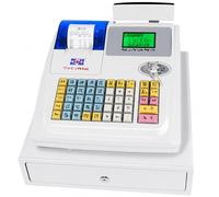 XygZythror Caja Registradora ElectróNica, Caja Registradora De Dinero White | Con 48 Teclas Led Para GastronomíA, 3 Rollos ImpresióN, CajóN De Efectivo, Caja Registradora Para PequeñAs Empresas