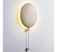 XYHAZCSM Aplique de pared de travertino LED de 9 W con interruptor de cadena Lámpara de pared de piedra natural Diseño de globo Aplique de pared moderno de mediados de siglo for comedor, dormitorio