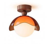 XYHAZCSM Lámpara de techo de montaje semi empotrado con globo de cristal, moderna lámpara de techo LED de 8 W, lámpara de techo decorativa de acrílico de color té(Wood grain)