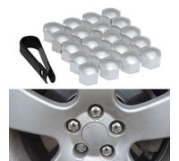 XYHHQ 20 Piezas Tapas Tuercas de Rueda Coche para Ford Focus 2 3 mk2 mk3 Fiesta kuga Fusion Ranger, Cubierta Tuerca Neumático Hexagonales Prueba Polvo Exterior Accesorios,19mm-Sliver