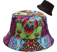 XYIYI Bonito sombrero de pescador de playa para mujer, reversible de doble cara, Seta psicodélica, Talla única