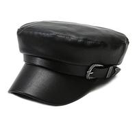 XYIYI Cap Gavroche Mujer Negro Cuero PU Visera Boina Sombrero Paperboy Gatsby Hombre