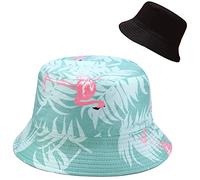 XYIYI Flamenco Verde Sombrero de Pescador Reversible Sombrero de Sol Gorro de Playa para Mujeres Chicas