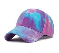 XYIYI Gorra de béisbol clásica de algodón ajustable para papá, gorra lisa sin construir, Tie Dye Azul Púrpura, talla única