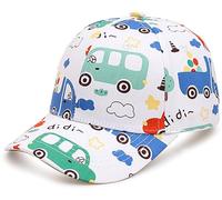 XYIYI Gorra de béisbol para niños de algodón, sombrero de sol ajustable, gorra de visera deportiva para niños de 2 a 8 años, Coche blanco, 2-8 años