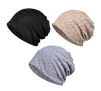 XYIYI Gorros de quimioterapia para Mujer, de algodón, 3 Unidades, Negro, Gris y café, Talla única