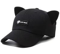 XYIYI Sombrero de piloto retro con orejas de gato, gafas de sol, gorra de béisbol, máscara de hip hop para mujeres y hombres, Negro, Talla única