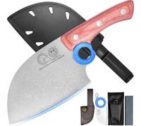 XYJ Authentic Since 1986,Cuchillo de carnicero serbio con estuche,Cuchillo de cocina de chef vegetal,Mango de madera con estuche,para acampar al aire libre