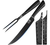XYJ Authentic Since1986,Professional Carving Knife Set, 9.5 Inch Slicing Carving Knife and Meat Fork, Stainless Steel Kitchen Knife for Steak, Turkey, Ham, BBQ