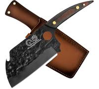 XYJ FULL TANG 7 "cuchillo de cuchilla de acero inoxidable carnicero cuchillos de chef martillo acabado cuchillos de cocina multifuncional cuchillo de caza con funda de transporte