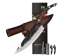 XYJ FULL TANG 8 "cuchillos vegetales chinos cuchillo de acero inoxidable rebanar cuchilla con abrebotellas chef carnicero cuchillos sacapuntas piedra mini cuchillo cuero vaina herramientas de cocina