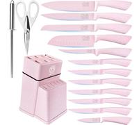XYJ Juego de cuchillos de cocina, juego de cuchillos con soporte, juego de cuchillos de cocina japoneses profesionales, cuchillos de carne de acero inoxidable, cuchillo para tallar Santoku