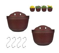 XYJJ 2 Piezas Macetas Colgantes de Colores, Jardineras Colgantes, Metálicos Maceteros Exterior, Macetas Plástico para Colgar, para el Cultivo y la Decoración de Plantas, Color Café Oscuro