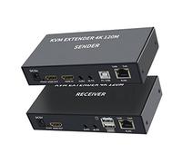 XYKJOBC KVM EXTENDER 4K 120M Receptor KVM HDMI 4K sobre cable Ethernet Cat5e/6 120m HDMI USB Extender Video Audio Receptor Soporte Teclado Ratón Pulsador Negro ON-OFF