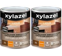 XYLAZEL Lasur Protector Decorativo al agua Satinado Nogal, 750 ml (Paquete de 2)