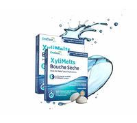 XYLIMELTS - 80 Pastillas adherentes contra la sequedad bucal y las caries - Ligeramente Dulce - discreto y utilizable de Día y Noche contra boca seca al despertar - VEGAN